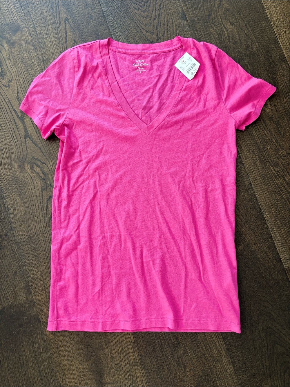 J. Crew NTW Women’s Vintage Slub 100% Cotton V-Neck Tee Vivid Pink Small